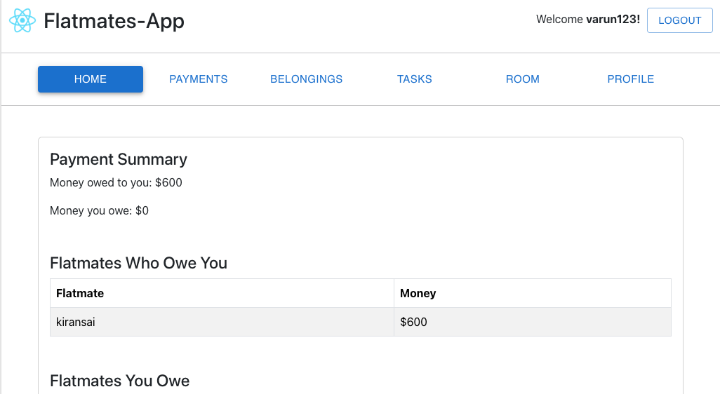 Flatmates App Screenshot